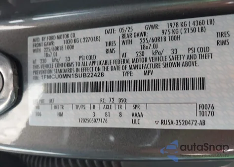 2025 Ford Escape St-Line from USA, damaged, VIN 1FMCU0MN1SUB22428